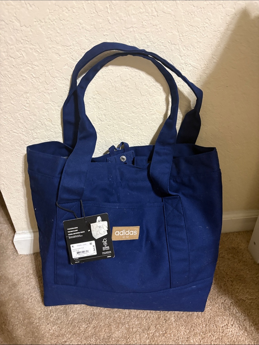 adidas Blue Canvas Tote with Front Patch